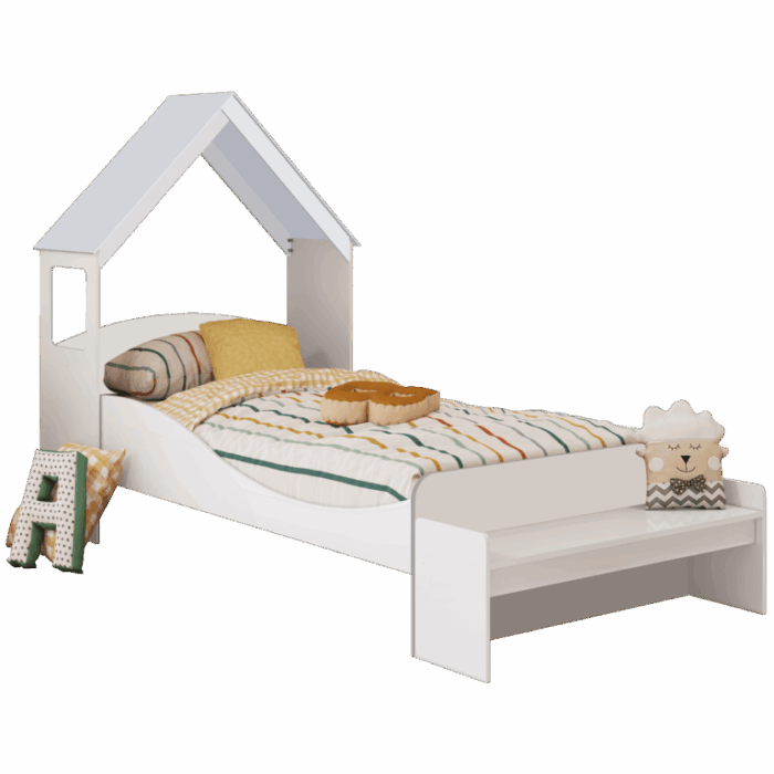 Kit Casinha + Cama Solteiro Lua Branco Brilho – PEROBA MÓVEIS (tt) - Imagem 4