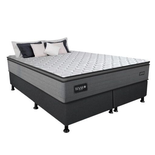 Colchão Queen Texas D28 + Base Box Simples Corino 158x198 – GAZIN COLCHÕES + ALTO NÍVEL CAMAS E COLCHÕES (tt).
