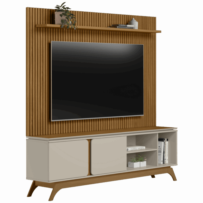 Painel até 75″ Gênova 2.0 Nature + Rack Istambul Nature/Off White – LINEA BRASIL (tt) - Imagem 4