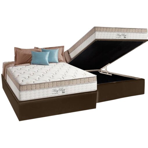 Colchão Casal King Best D28 + Base Box Baú 138x188 – ANJOS COLCHÕES + BIOSTAR (tt).