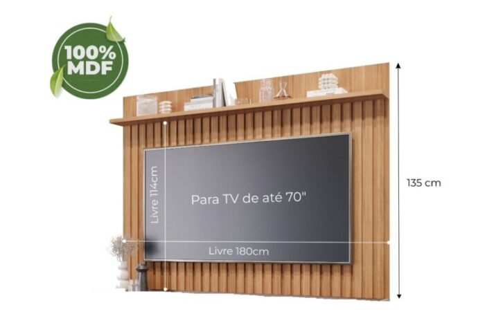 Painel até 70″ Trend Nature + Bancada Moema  – PERMÓBILI (tt) - Imagem 2