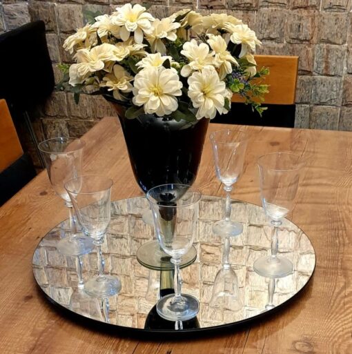 .Prato Giratório 50 cm Espelhado/Preto – RJ DECOR(total).