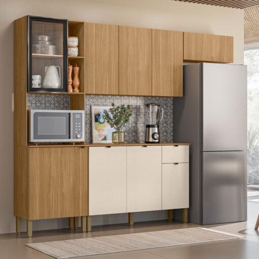 Cozinha Compacta 2,507 m Vert Plus Freijó/Freijó/Soft – KITS PARANÁ (tt)