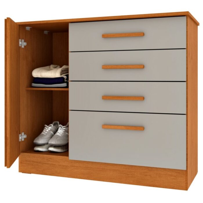 Guarda-Roupa 6 Portas + Cômoda Guarani Ripado Cinamono/Off White – TCIL (tt) - Imagem 3