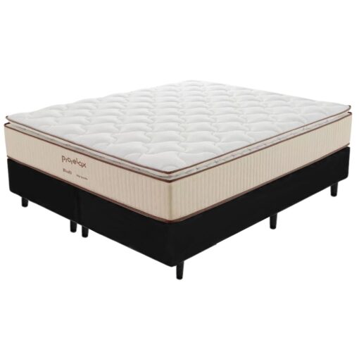 .Colchão Queen Bali D33 + Base Box Simples Corino 158x198 – PRORELAX + ALTO NÍVEL CAMAS E COLCHÕES (tt).