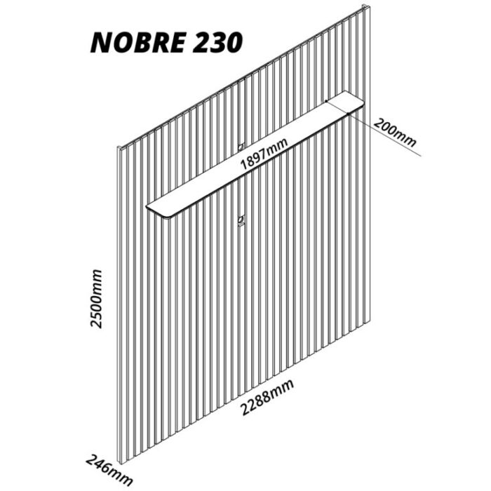Painel até 85″ Nobre Ripado 230 Cinza – GELIUS (tt) - Imagem 3