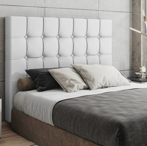 .Cabeceira Casal Paris Corino Branco Largura: 140 cm – MC DESIGN (total).