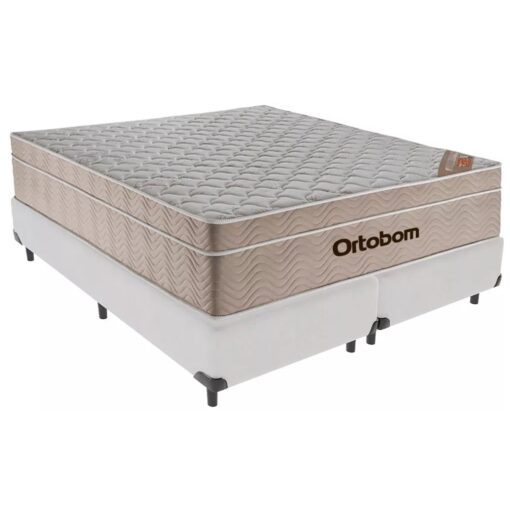 Colchão Queen Airtech Springpocket + Base Box Simples Corino 158x198– ORTOBOM + ALTO NÍVEL CAMAS E COLCHÕES (tt).