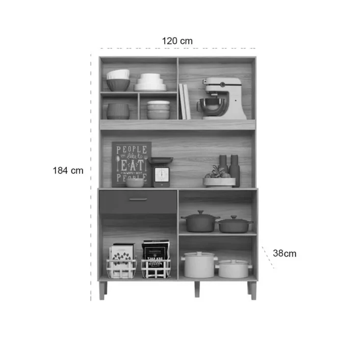 Armário de Cozinha Erva Doce 120cm 6 Portas 1 Gaveta Nicioli (pr) - Imagem 5