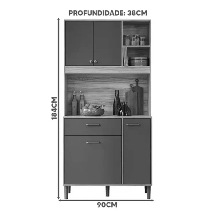Armário de Cozinha Erva Doce 90cm 4 Portas 1 Gaveta Nicioli (pr) - Imagem 5