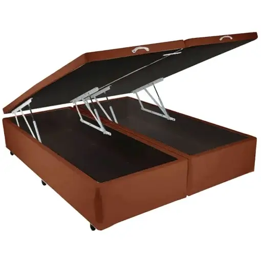 .Base Box Bipartida Baú Queen em Corino Universal 41x198x158 (pr).