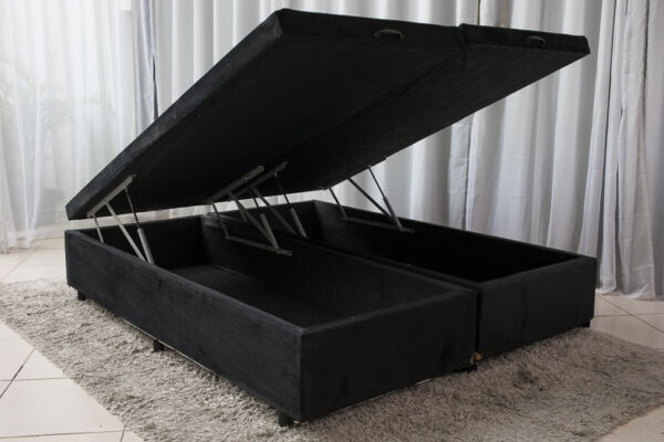 .Base Box Bipartida Baú Queen em Suede Universal 41x198x158 (pr).