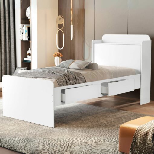 Cama Solteiro Baú Tamires Branco – MADEC/VJ MÓVEIS (tt)