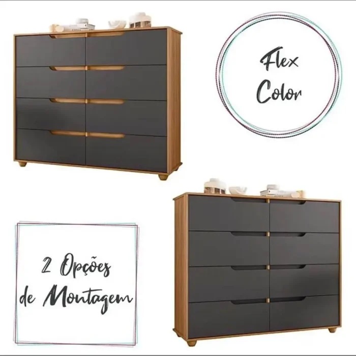 Cômoda Doble 8 Gavetas Albatroz (pr) - Imagem 6