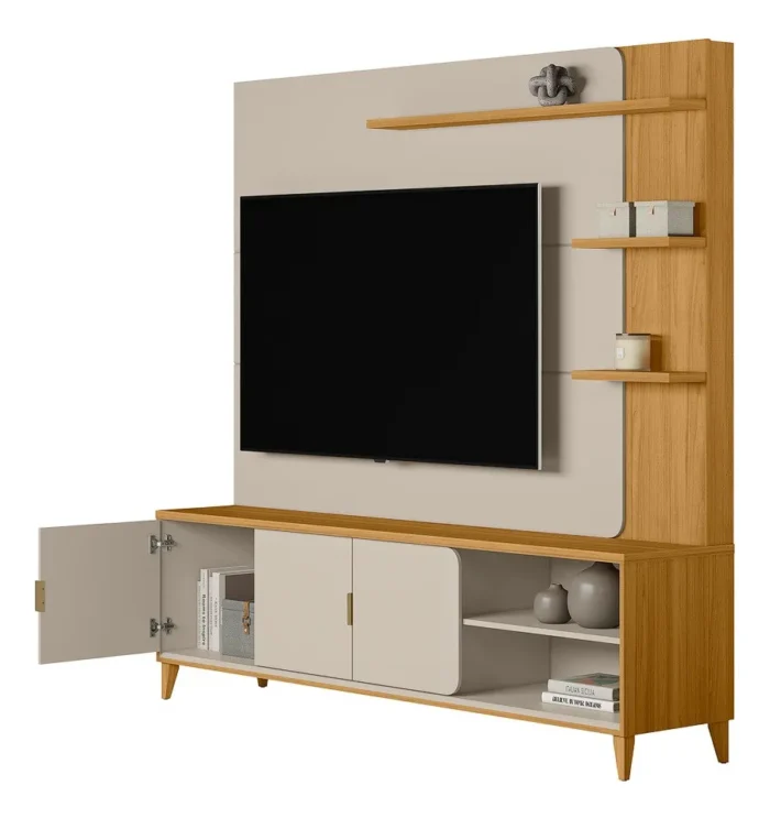 Estante Home Para Tv 70 Polegadas Napoli Linea Brasil Cor tauari/off white fosco (rn) - Imagem 2