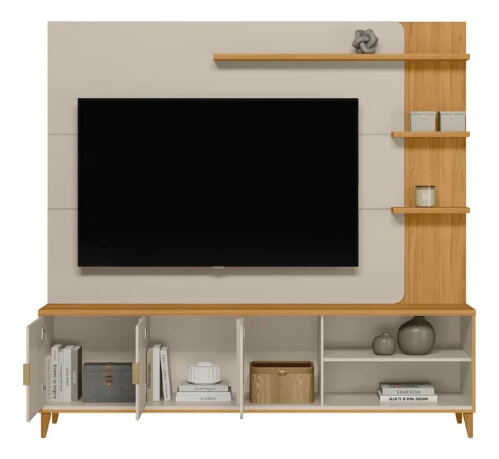 Estante Home Para Tv 70 Polegadas Napoli Linea Brasil Cor tauari/off white fosco (rn) - Imagem 4