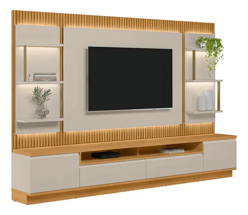 HOME SÃO PAULO RACK + PAINEL + 2 MOD LATERAIS - 296 CM– (trop-rn)