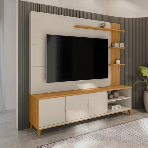 Estante Home Para Tv 70 Polegadas Napoli Linea Brasil Cor tauari/off white fosco (rn)