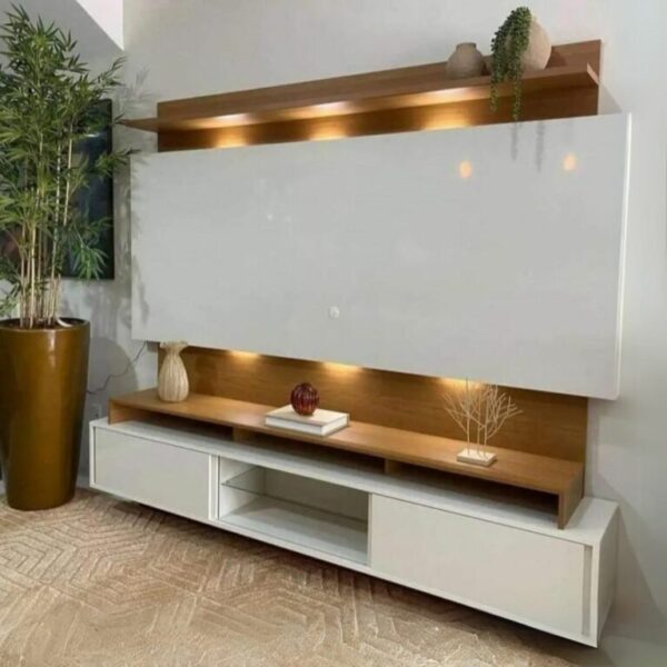 Estante Home até 65″ Vera TB113L Off White/Freijó – DALLA COSTA (tt)