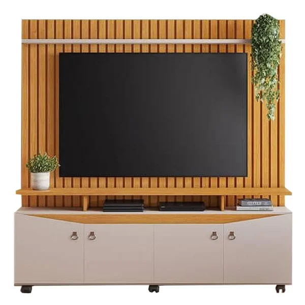 Estante Conceito Home para TV até 65 Polegadas 4 Portas Ripado JCM (pr)