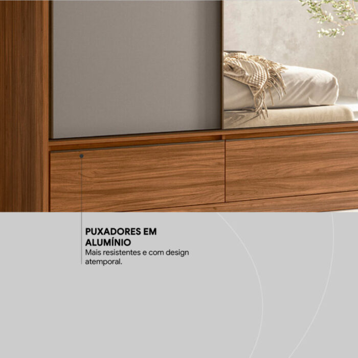 Guarda-Roupa 3 Portas Lounge 2,67 m Nogueira Touch/Nude Prime TX – DEMÓBILE (tt) - Imagem 3