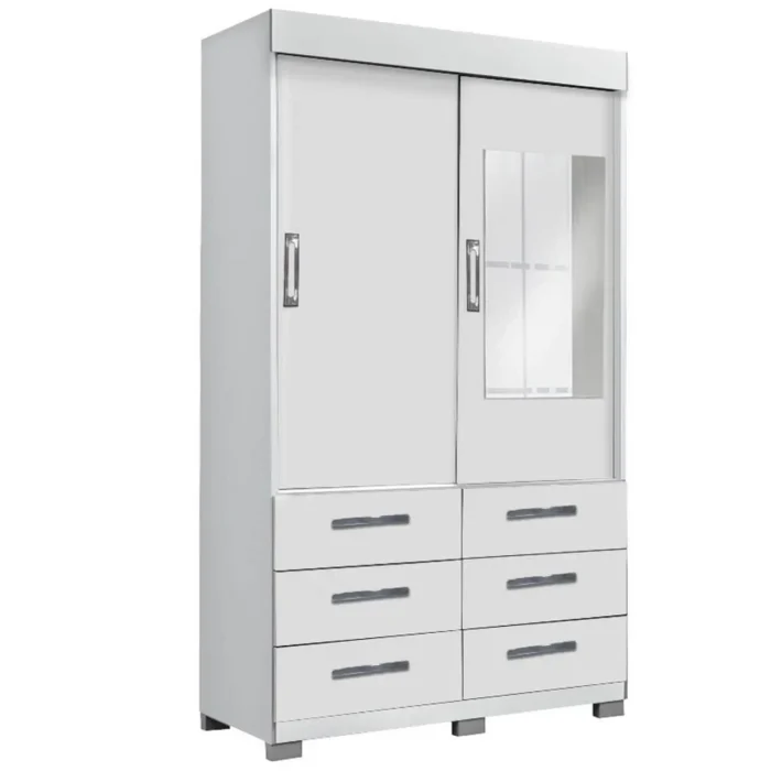 Guarda Roupa Buzios Com Espelho Solteiro 2 Portas 6 Gavetas Rud Rack (pr) - Imagem 2