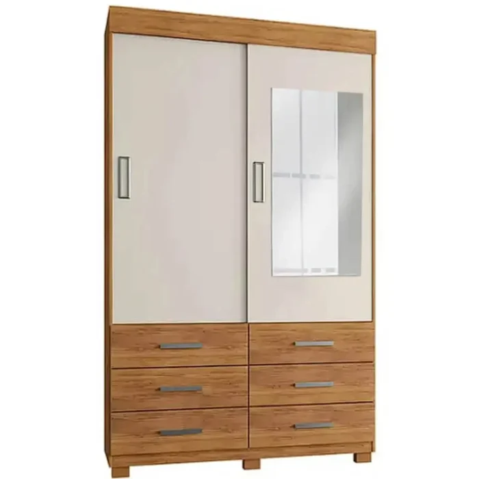 Guarda Roupa Buzios Com Espelho Solteiro 2 Portas 6 Gavetas Rud Rack (pr)