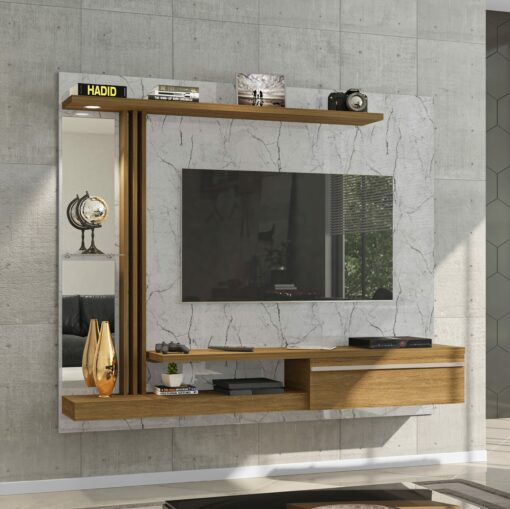 Painel até 55″ Denver Carrara/Cinamono – BECHARA (tt)