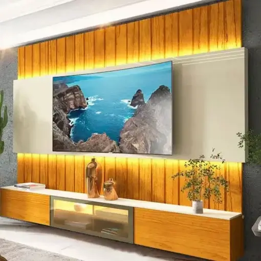 Home Soberano 230cm para TV até 85 Polegadas Ripado com LED e Vidro Reflecta Gelius (pr)