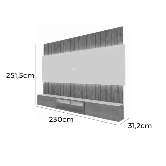 Home Soberano 230cm para TV até 85 Polegadas Ripado com LED e Vidro Reflecta Gelius (pr) - Imagem 5