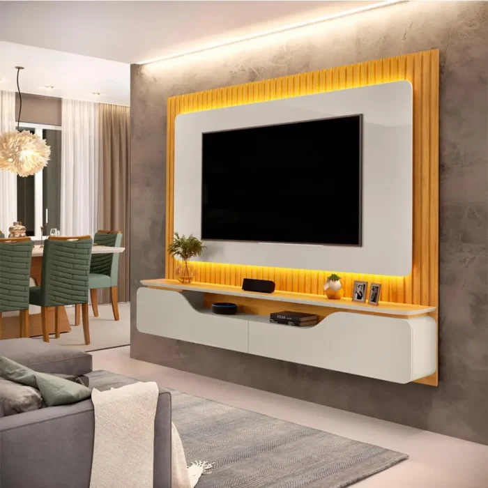 Painel Treviso para TV até 70 Polegadas Ripado com LED 2 Portas DJ (pr) - Imagem 2