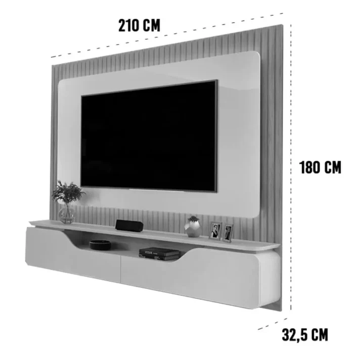 Painel Treviso para TV até 70 Polegadas Ripado com LED 2 Portas DJ (pr) - Imagem 3