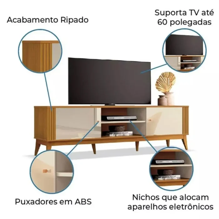 Rack Legacy 160cm para TV até 60 Polegadas EDN (pr) - Imagem 6