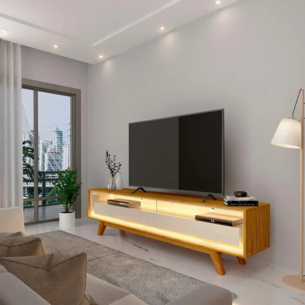 Rack Requinte 172cm para TV até 65 Polegadas com LED 2 Gavetas Gelius (pr-sr)