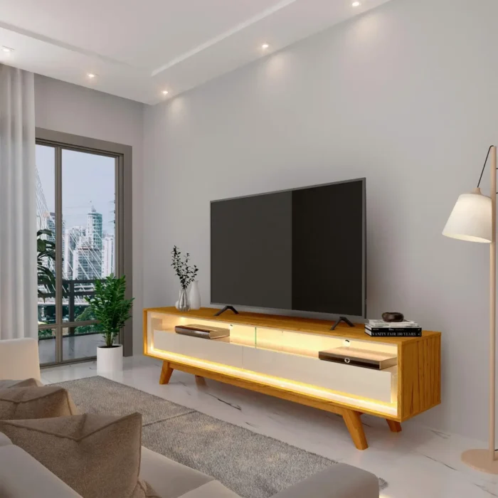 Rack Requinte 172cm para TV até 65 Polegadas com LED 2 Gavetas Gelius (pr-sr)