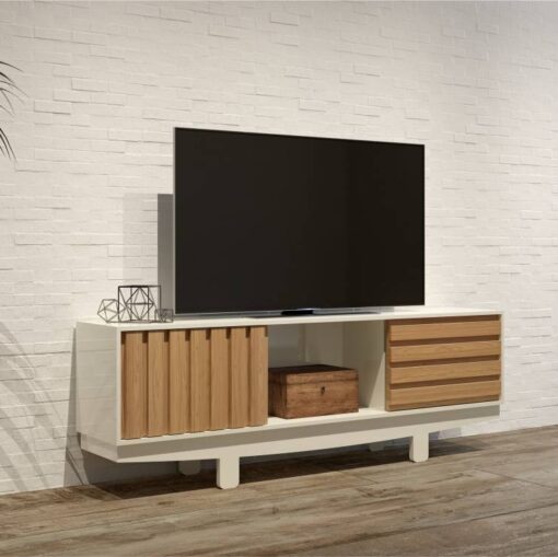 Rack até 60″ Vintage TB220 Off White/Freijó – DALLA COSTA (tt)