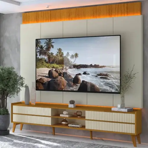 Rack com Painel Magnifico para TV até 75 Polegadas com LED e 4 Gavetas Gelius (pr)