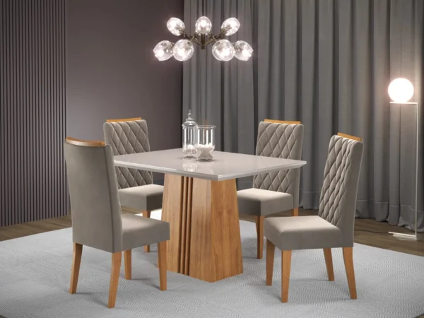 .Mesa de Jantar Ibiza 4 Cadeiras Iza Viero Moveis (premier).