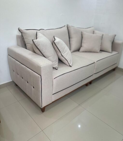 Sofá Living Montes Claros 3048 2,16 m Linho Bege 2119 – LUFER ESTOFADOS (tt)