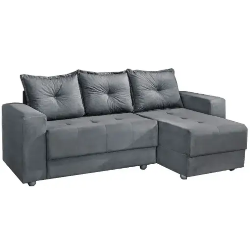 Sofá Florença 3 Lugares com Chaise Tecido Suede 200cm (pr)
