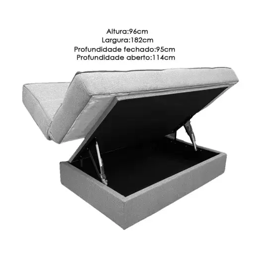 Sofá Cama Zurich em Veludo com Baú 2 Lugares 182cm Luxury (pr)