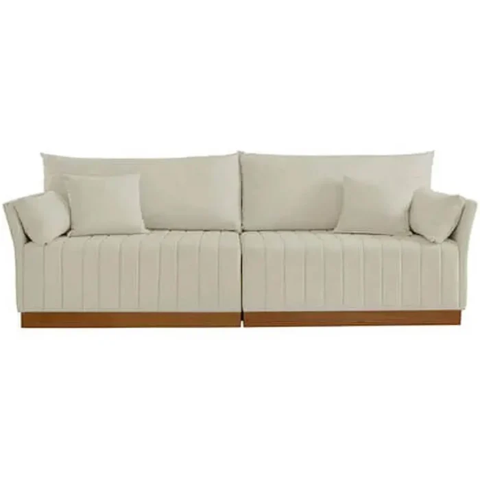 Sofá Maldivas 4 Lugares com Almofadas Soltas 220cm Tecido Linho Luxury (pr) - Imagem 2