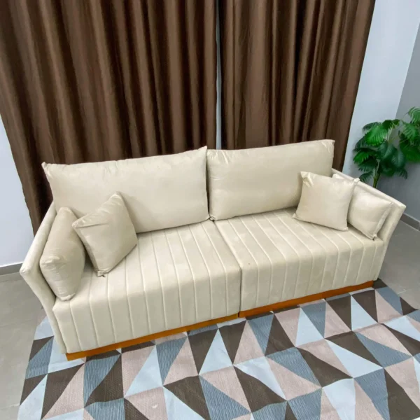 Sofá Maldivas 4 Lugares com Almofadas Soltas 220cm Tecido Linho Luxury (pr)
