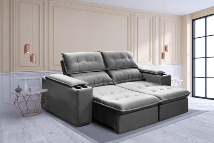 ESTOFADO GRALHA AZUL VENICE 3LUGARES RETRATIL/RECLINAVEL 2.08M (pr)