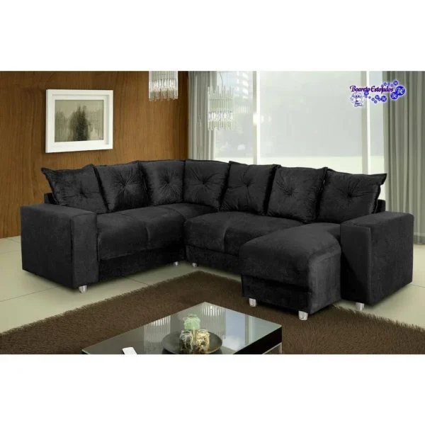 Sofá de Canto 5070 com Chaise 6 Lugares Suede (pr)