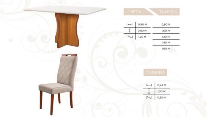 .Mesa Bella 0,90×0,90 c/4 Cadeiras Lisboa (RN). - Imagem 3