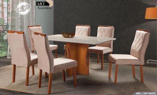 Mesa Bella 1,60x0,90 c/6 Cadeiras Lisboa VELUDO (rn)