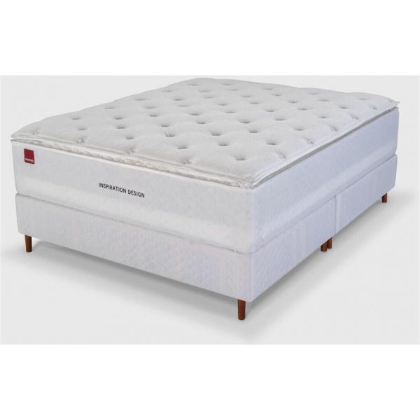 Base Box Casal + Colchão Casal Inspirattion Molas Ensacadas (38x138x188) – Mannes – Branc (rn)