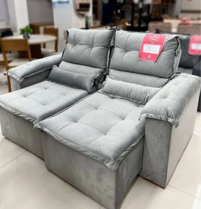 Sofá Pequim 2 Lugares Retrátil e Reclinável 180cm Tecido Veludo União (pr)