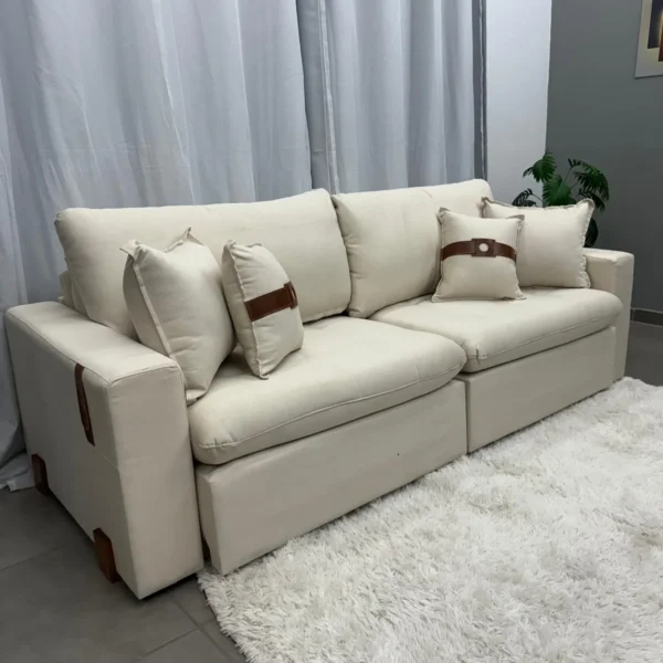 Sofá Cama Zeus 4 Lugares Retrátil e Reclinável 220cm Tecido Linho Innove (PR)
